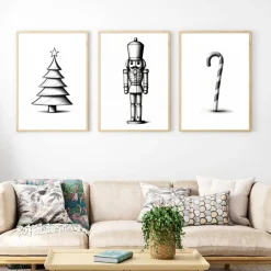 Poster Set Weihnachten Nussknacker Zuckerstange Weihnachtsdeko Zuhause Weihnachtsgeschenk