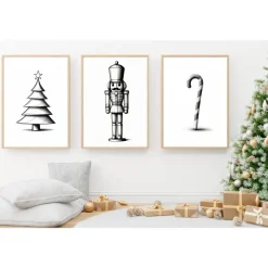 Poster Set Weihnachten Nussknacker Zuckerstange Weihnachtsdeko Zuhause Weihnachtsgeschenk