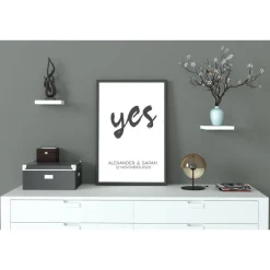 Poster YES mit Namen und Hochzeitstag | Personalisiert | Hochzeitsgeschenk | Hochzeit | Brautpaar | Namen | Digitaldruck
