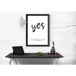 Poster YES mit Namen und Hochzeitstag | Personalisiert | Hochzeitsgeschenk | Hochzeit | Brautpaar | Namen | Digitaldruck