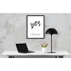 Poster YES mit Namen und Hochzeitstag | Personalisiert | Hochzeitsgeschenk | Hochzeit | Brautpaar | Namen | Digitaldruck