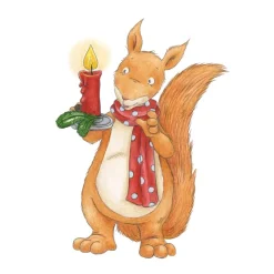 Postkarte: Adventsgrüße, Adventskarte, Weihnachtskarte, Eichhörnchen · A6 · Aquarell, Buntstift, klimaneutraler Druck