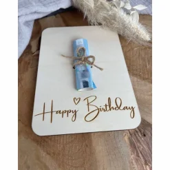 Postkarte aus Holz / Grußkarte / Holzkarte / Geldgeschenk / Geburtstagskarte / Geschenkidee zum Geburtstag