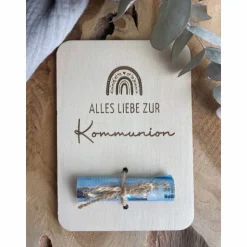 Postkarte aus Holz / Grußkarte / Holzkarte / Geldgeschenk / Geschenk zur Kommunion