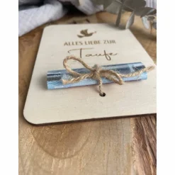 Postkarte aus Holz / Grußkarte / Holzkarte / Geldgeschenk / Geschenk zur Taufe