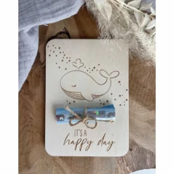 Postkarte aus Holz / Grußkarte / Holzkarte / Geldgeschenk / Karte zur Geburt Wal / Geburtstagskarte