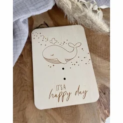 Postkarte aus Holz / Grußkarte / Holzkarte / Geldgeschenk / Karte zur Geburt Wal / Geburtstagskarte