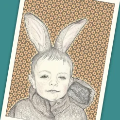 Postkarte "Hasenkind" /// ABVERKAUF