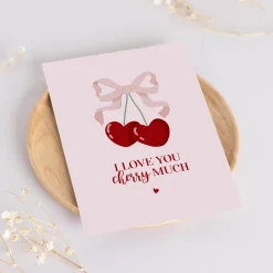 Postkarte *I love you cherry much* / Geschenkkarte für Valentinstag und Geburtstag