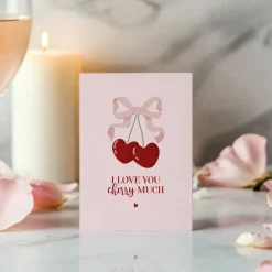 Postkarte *I love you cherry much* / Geschenkkarte für Valentinstag und Geburtstag