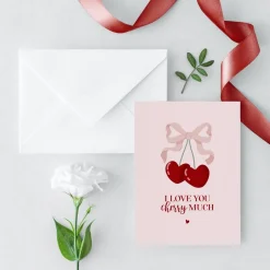 Postkarte *I love you cherry much* / Geschenkkarte für Valentinstag und Geburtstag