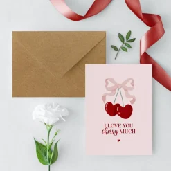 Postkarte *I love you cherry much* / Geschenkkarte für Valentinstag und Geburtstag
