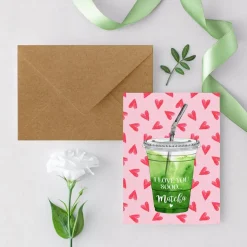 Postkarte *I love you so Matcha* / Geschenkkarte für Valentinstag und Geburtstag