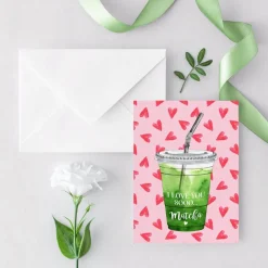 Postkarte *I love you so Matcha* / Geschenkkarte für Valentinstag und Geburtstag