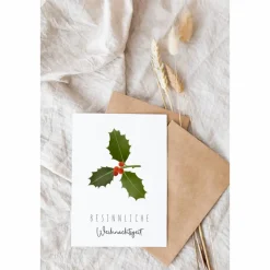 Postkarte Weihnachten Beeren A6 weihnachtliche Grußkarte - Tannenzweig Weihnachtskarte - Grußkarte besinnliche Weihnacht