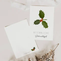 Postkarte Weihnachten Beeren A6 weihnachtliche Grußkarte - Tannenzweig Weihnachtskarte - Grußkarte besinnliche Weihnacht
