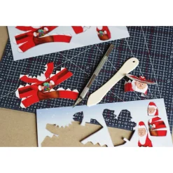 Postkarte Weihnachtsmann zum Selberbauen. Bastelbogen Nikolaus als Flyer von Paperwolf, DIY 210x105mm