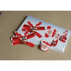 Postkarte Weihnachtsmann zum Selberbauen. Bastelbogen Nikolaus als Flyer von Paperwolf, DIY 210x105mm
