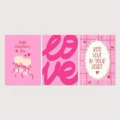 Postkarten Set *Love* / 3 Geschenkkarten für Valentinstag