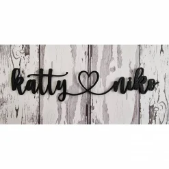 Pärchen 2 Namen mit Herz, Wunschnamen Wunschtext mit Herz, Hochzeitsgeschenk, Wanddeko, Schriftzug