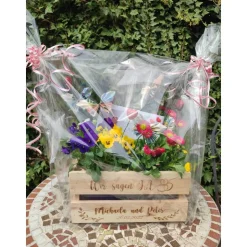 Präsentkorb, Hochzeit, Hochzeitsgeschenk mit persönlicher Wunschgravur