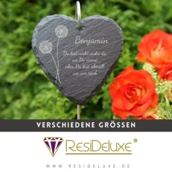 Pusteblume Schieferstecker Andenken Schiefer Trauergeschenk Grabschmuck Grabstecker Gravur Grabdeko Beerdigung