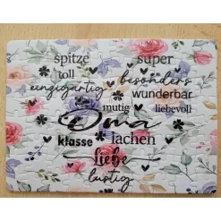 Puzzle mit liebevollem Spruch für Oma – Geschenkidee, Sublimation, 3D-Optik
