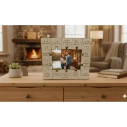Puzzle-Liebe – Personalisierbarer Laser-Holzrahmen mit Gravur & Puzzle-Design