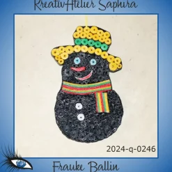 ►2024-q-0246◄ Dunkler Schneemann mit gelbem Hut