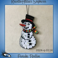 ►2024-q-0114◄ Schneemann mit schwarzem Hut und buntem Schal