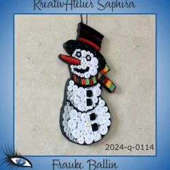 ►2024-q-0114◄ Schneemann mit schwarzem Hut und buntem Schal