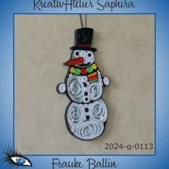 ►2024-q-0113◄ Schneemann mit schwarzem Hut und buntem Schal