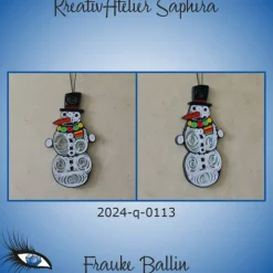 ►2024-q-0113◄ Schneemann mit schwarzem Hut und buntem Schal