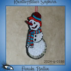 ►2024-q-0186◄ Schneemann mit schwarzem Hut und rot-blauem Schal