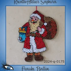 ►2024-q-0175◄ Weihnachtsmännlein mit Sack auf dem Rücken und Geschenk