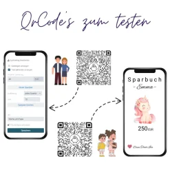 QR-Code Sparbuch Einhorn | Märchenhaftes Geldgeschenk für Mädchen | DIY Last-Minute Download | PNG zum Ausdrucken