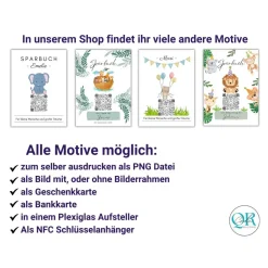 QR-Code Sparbuch Hamster | Geldgeschenk zum Ausdrucken | Last Minute DIY Geschenk | Digitaler Download PNG