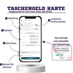 QrCode Taschengeldkarte | Personalisiertes Geldgeschenk | Boss Teddy