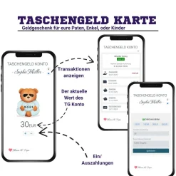 QrCode Taschengeldkarte | Personalisiertes Geldgeschenk | Boss Teddy