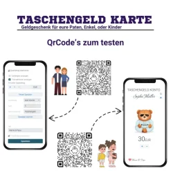 QrCode Taschengeldkarte | Personalisiertes Geldgeschenk | Boss Teddy