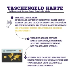 QrCode Taschengeldkarte | Personalisiertes Geldgeschenk | Boss Teddy
