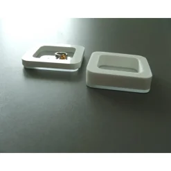 quadratische Mini-Schmuck-Ablage / kleine Ring-Schale - Weiß mit Spiegel