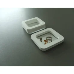 quadratische Mini-Schmuck-Ablage / kleine Ring-Schale - Weiß mit Spiegel