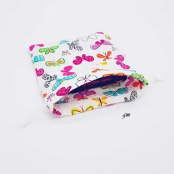 Quadratischer Geschenkbeutel mit Schmetterlingen – Frühling & Ostern, 16x18 cm, Baumwolle, wiederverwendbar