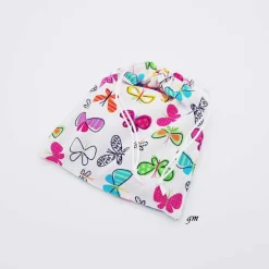 Quadratischer Geschenkbeutel mit Schmetterlingen – Frühling & Ostern, 16x18 cm, Baumwolle, wiederverwendbar