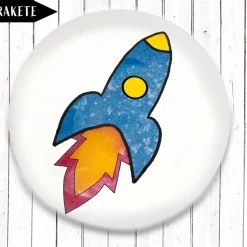 Rakete Endlich Schulkind Button in 3x Größen nach Wahl