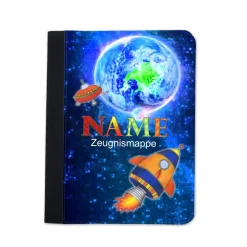 Rakete Zeugnismappe personalisiert | Zeugnismappe Jungen | Zeugnismappe mit Namen | Urkundenmappe Weltall
