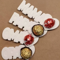 Raysin Schriftzug "OPA" für Schokokugeln