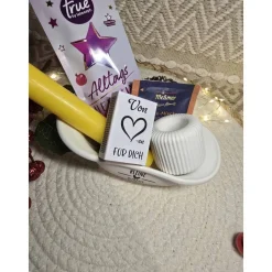 Raysin-Badewanne „Kleine Auszeit“ Geschenkset – Tee, Kerze, Badesalz & Streichhölzer