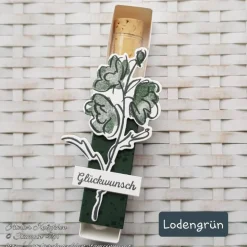 Reagenzglas in Geschenkverpackung für Geldgeschenke ~ Motiv: Blume ~ Text: Glückwunsch ~ Farbwahl